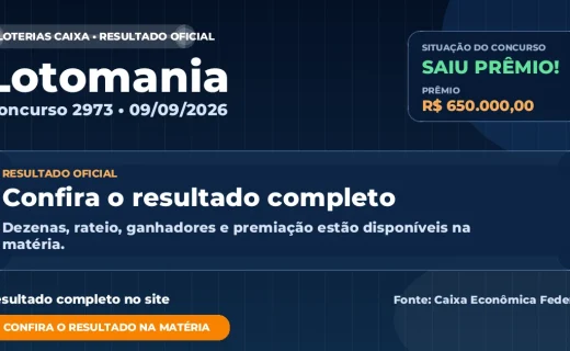 Resultado da Lotomania de hoje: confira os números do concurso 2973
