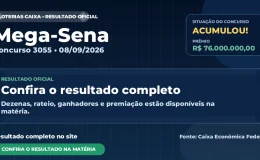 Veja o resultado da Mega-Sena de hoje: concurso 3055 acumula
